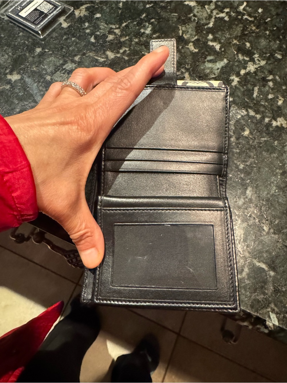 Salvatore Ferragamo Beige Monogram wallet with  Black Trim and Gold Hardware - Picture 7 of 9